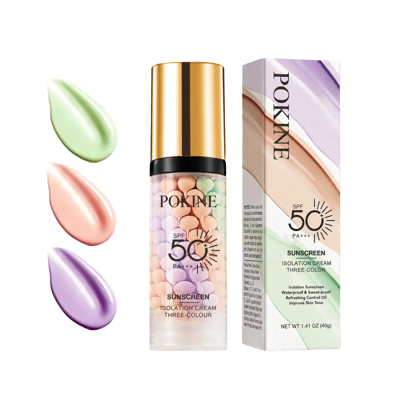 3-in-1 Color Correcting Primer Cream, SPF 50V, Brightening Hydrating Moisturizing Oil-Control Moisturizer, Waterproof Sweat Resistant For Natural No-Makeup Glow