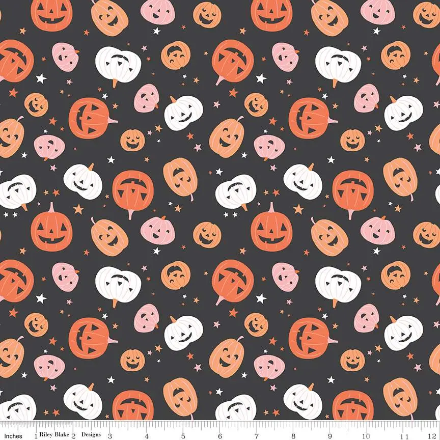 Fabric Riley Blake Charcoal Pumpkins Hey Pumpkin by the Quarter Yard C16031-CHARCOAL