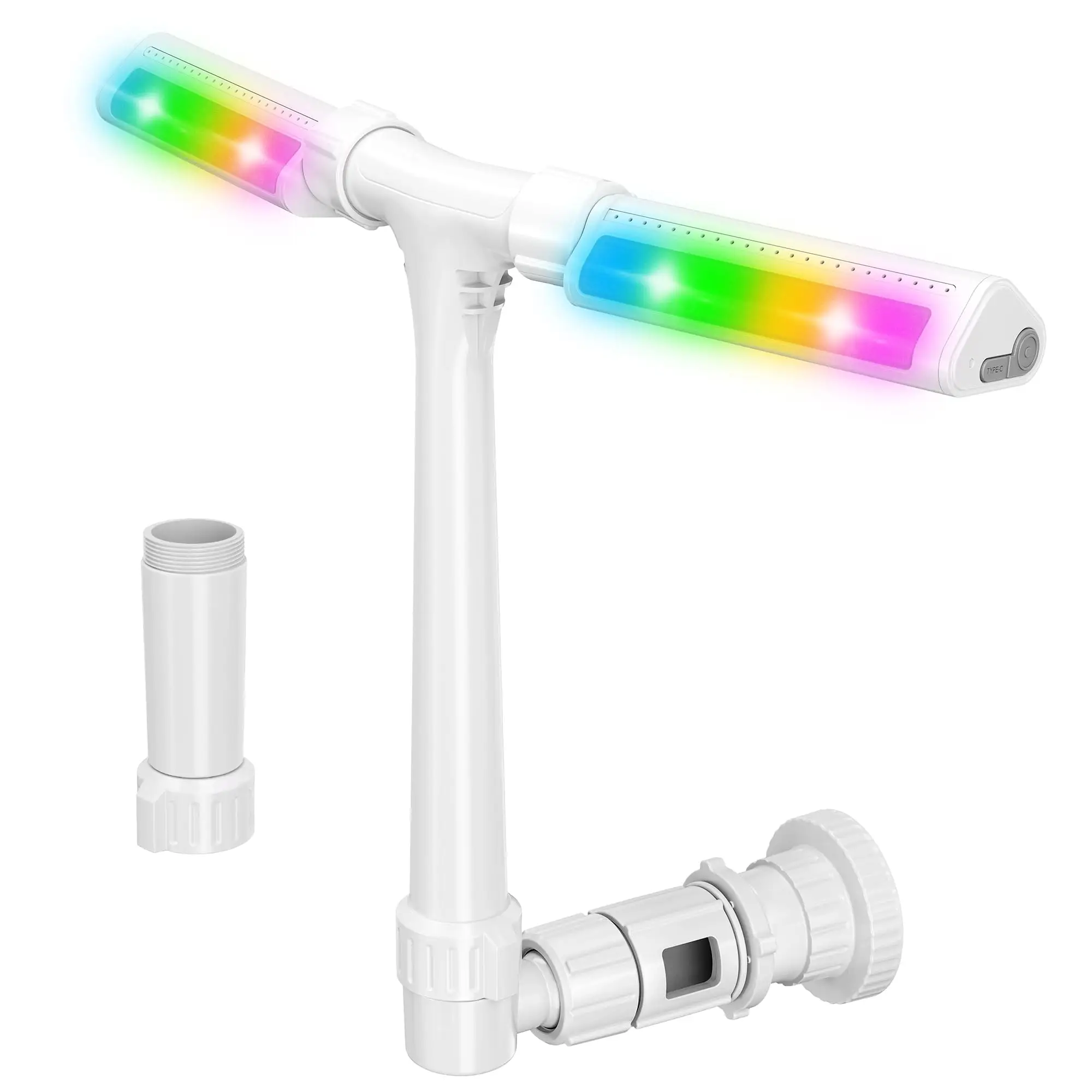 POOLHOUR 360° Adjustable Pool Fountain with Dual High-Pressure Spray, Cooling Jet & Relaxation - Waterfall Sprinkler Cooler with LED Lights for Above-