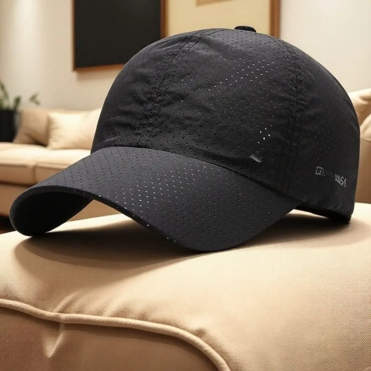 Black Snapback Cap for Men - Breathable Mesh Streetwear Style, Quick-Drying with Sun Protection for Summer Running, Streetwear Cap