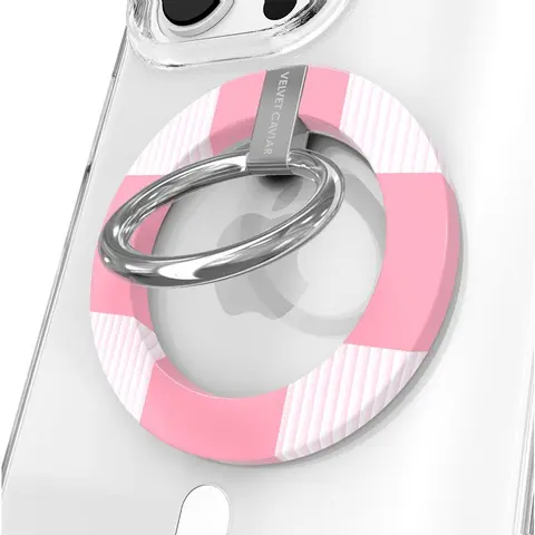 Velvet Caviar Pink Vibe Checkered Magnetic MagSafe Metal Smartphone Ring Accessory - Portable Compact Grip, Integrated Stand, Cell Phone Holder for Mobile Phones