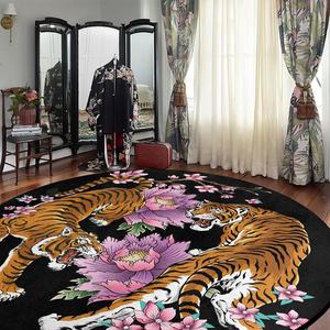 tiger pattern round floor mat, non-slip soft floor carpet, decorative area rug for home living room bedroom, home decor