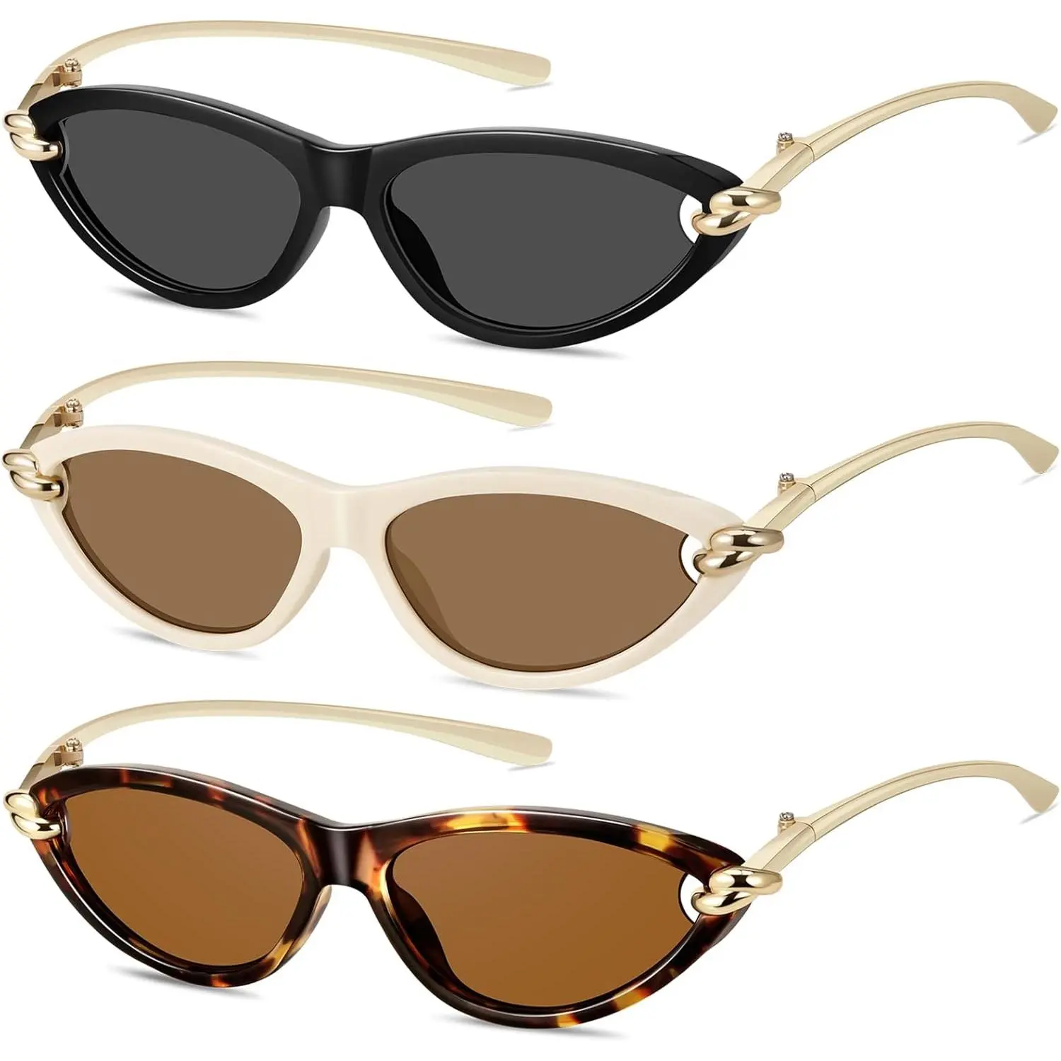 Women's Retro Oval Cat Eye Sunglasses - Y2k Designer Narrow Shades, Metal Temples, UV Protection, Lightweight Durable, Trendy Casual, Unique Chic Eyewear, Lightweight Durable Sunglasses, Trendy Casual Sunglasses