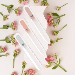 Bona Fide Beauty Trio Czech Glass Nail File Multipack - Refresh Your Natural Nails with Muted Green, Orange and Brown Nail Tool Set - For At Home Nail Care - Reusable Gentle Healthier Manicure Nail Care Tools