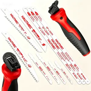 High Precision 10-In-1 Multi-Blade Hand Saw with Quick-Release Change Mechanism, Compact Hacksaw and Jab Saw, Versatile Handsaw for Wood, Metal, Plastic, Drywall, Pro HSS/Cr-V/Bi-Metal Blades – HTHSH25032