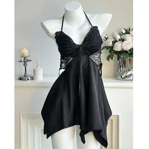 ALIELNOSIRRAH 'Butterfly Effect' Cami Dress Built-In Bra Mini Dress Hollow Out Sexy Y2K Valentines Date Night