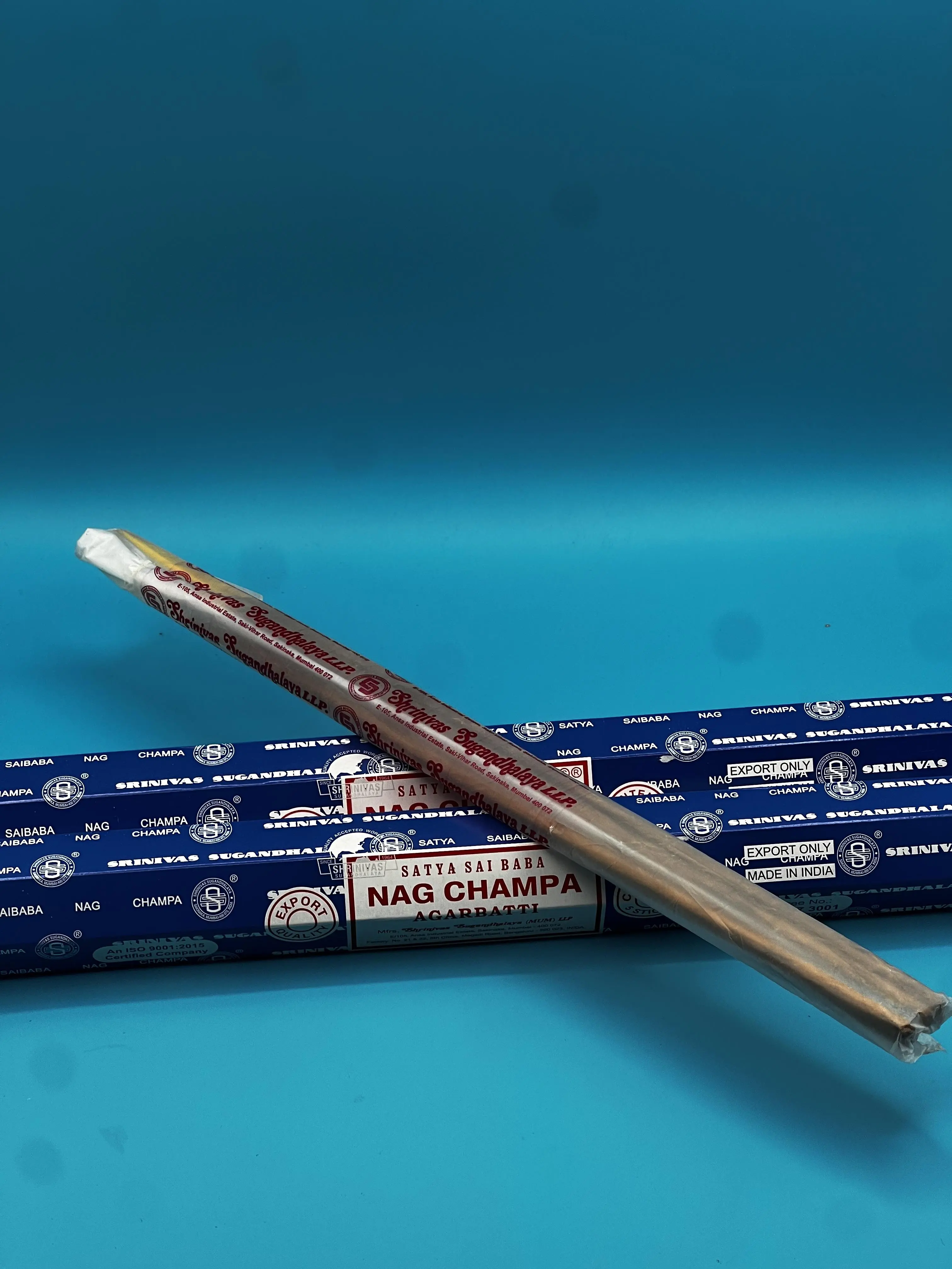 Jumbo Nag Champa Incense Sticks, 5 Sticks Per Pack, Aromatic Sage Scented Calming Home Fragrance Freshener for Prayer, Meditation