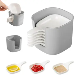 Dipping Sauce Plate and Holder Set 6Pcs Plastic Dipping Dish with Storage Box for Condiments Snacks and Fruits Including 6counts Seasoning Dish