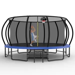 15FT BLUE HEAVY DUTY FAMILY TRAMPOLINE WITH SAFETY NET