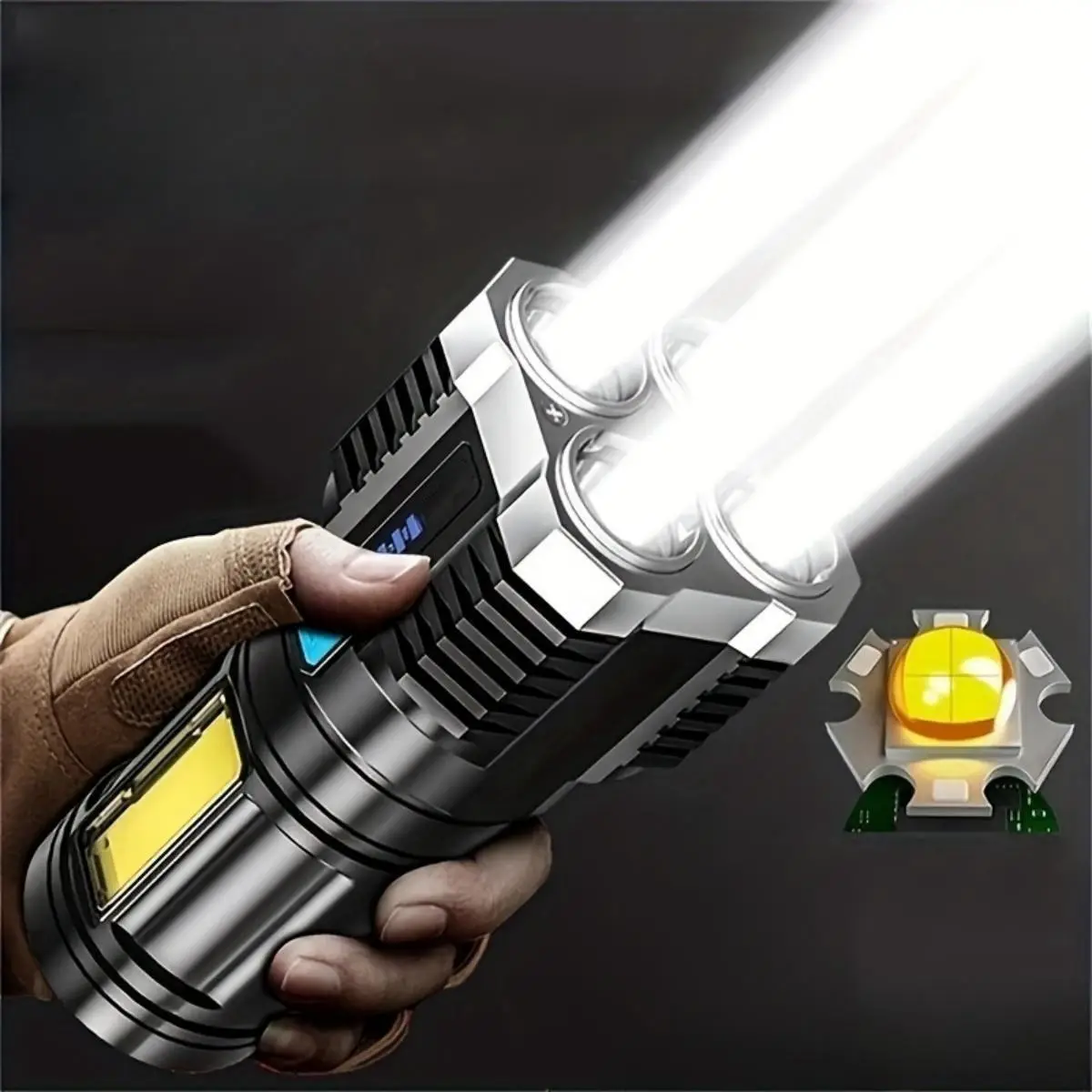 USB Rechargeable LED Flashlight, Portable Super Bright Flashlight with 4-Mode Adjustable Brightness, Portable Flashlight for Outdoor Adventures