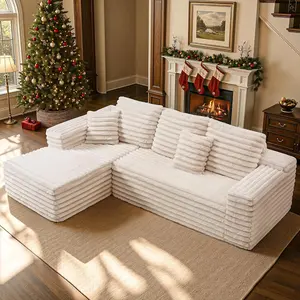 AMERLIFE Single/Double Chaise Lounge, Deep Seat Cloud Couch with Lumbar Pillows and Wide Armrests for Living Room, Apartments, Bedroom