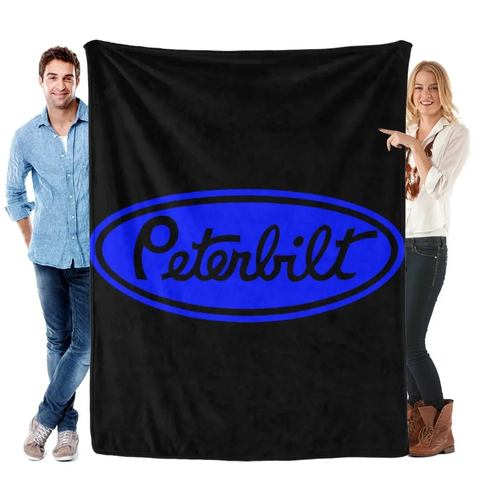 Peterbilt Truck Blue Black Throw Blanket for Bed Soft Collage Blanket for Bedroom Cute Funny Room Decor Flannel Blankets for Bed Sofa Thanksgiving Father's Day Children's Day Holiday Gifts for Family and Children