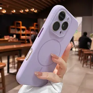 [KQ]Original Liquid Silicone Magnetic Magsafe Case For IPhone 16 13 14 15 Pro Max Glass Camera Protector Camera Control Button Cover