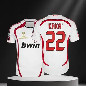 06 07 Away 22# KAKA Short Sleeve Soccer Jersey Fans Version White Red