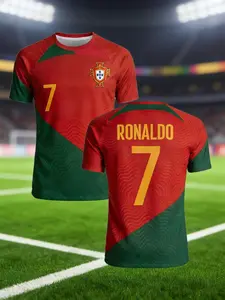 The men's football jersey of the Portuguese team, paired with a comfortable round-neck sports top, is suitable for games, training and daily wear. It is suitable for both men and women. Soccer Tee Athletic Activewear
