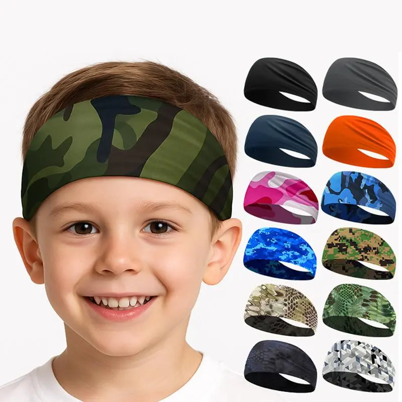 Camo Pattern Sports Headband, Elastic Headband, Breathable Sweatband for Boys, Sweat Absorbing Headband for Outdoor Cycling, Fishing, Gym Workout, Sport Headbands, Running Headband
