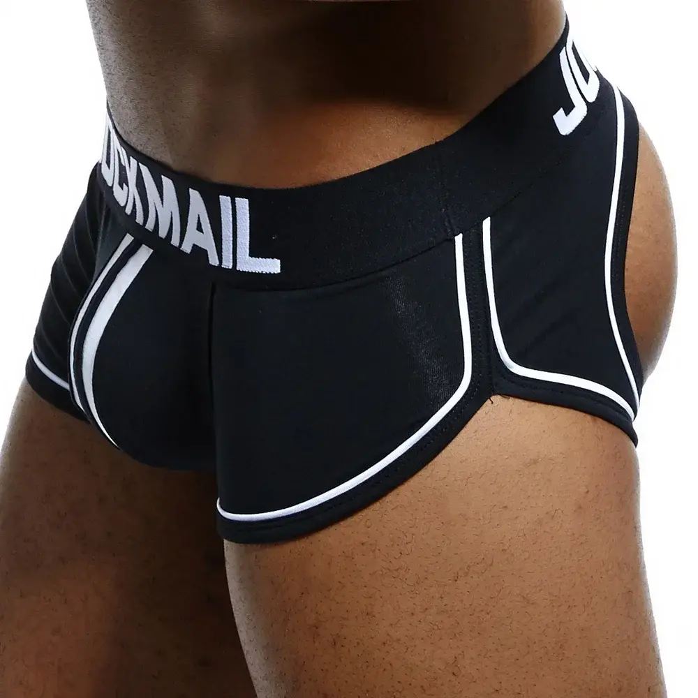 JOCKMAIL Brand Men Underwear Boxer shorts Backless Buttocks Cotton Sexy open back Gay Man Underpant JockStrap cuecas sissy trunk