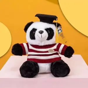 Panda Life Shop,Doctor Panda Striped Sweater Plush Toy Doll, Cute Soft Stuffed Animal, Perfect Gift for Kids and  Panda Collectors, It also comes with an adorable doctoral cap.