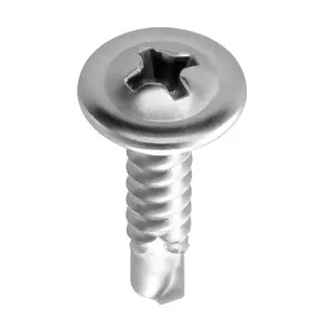 420 PCS Self Drilling Screws, Stainless Steel # 8 # 10 Sheet Metal Screw Assortment Kit for Metal and Wood, Phillips Truss Head & Hex Head Self Tapping Screws, Length 1/2 Inch to 2 Inch, Silver