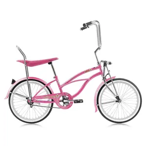 212 MAIN Women's Lowrider Beach Cruiser Bike - Pink, Chain Guard, Alloy Rims, Coaster Brake, Steel Frame, Retro Look, Ideal for Beach Cruising & Casual Cycling, Steel Fenders, White Wall Cruiser Tires