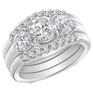 Radiance by Absolute™ 4.35ctw Round 3-Stone Boxed Engagement Ring Set
