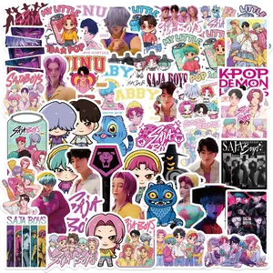 60 Pcs Kpop Korean Cartoon Movie Sticker Pack, Handmade Journal Decoration, Guitar Notebook Decals, Flat Stickers for DIY Projects, High Adhesive Stickers
