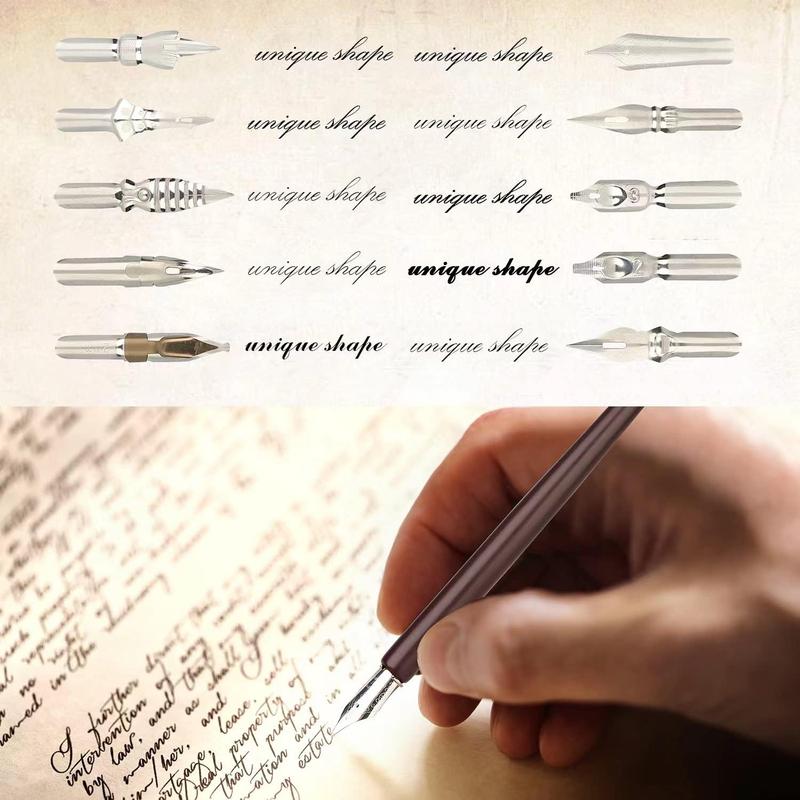 Calligraphy Set for Beginners Quill Pen and Ink Set Fancy Pens with Black Ink and 11 Nibs for Lettering,Drawing, Journaling, Signing, Invitation HO-Q-301 Calligraphy Set for Beginners Quill Pen and Ink Set Fancy Pens with Black Ink and 11 Nibs for Lettering,Drawing, Journaling, Signing, Invitation HO-Q-301