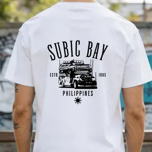 Men'S & Women'S Subic Bay Philippines Vintage T-Shirt - 1885 Established Date & Filipino Flag Emblem Design, 180Gsm Heavyweight 100% Retro Filipino Culture Apparel, Casual Short Sleeve Round Neck.Png