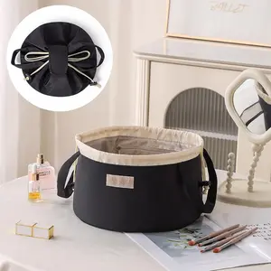 New Lazy Drawstring Makeup Bag, Portable Travel Cosmetic Washbag, Large Capacity Waterproof Storage Pouch, Essential Beauty Organizer