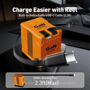 W&O 2-in-1 GaN Compatible 120W Fast Charger  Retractable 2 Cable (31in), Fast Charging, iPhone 15, iPad, Samsung earbuds iphone 16 pro max cases portable charger chargers android phones power bank cool gadgets boys 4 1 charging cable tech gadgets