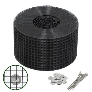 6in x 100ft Solar Panel Bird Mesh Black PVC Coated Steel Solar Panel Bird Guard Proofing| 60 Fastener Clips Prevents Birds, Pigeons, and Critter Guard from Getting Under The Solar Panels