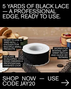 Lace Ribbon 5 Yards - Black Lace Trim for Crafting and Sewing Projects