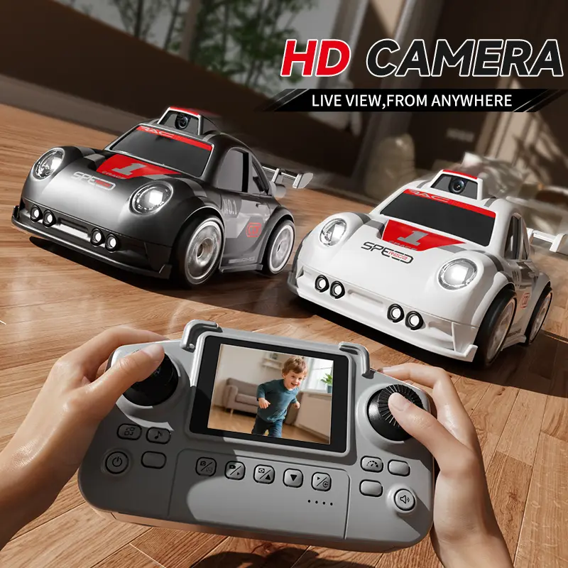 2.4GHz 4WD Kids Sensor Drift RC Car with HD Camera, LED Lights & Tires, Remote Control Racing Car for Indoor Family Play with Follow Mode, Escape Mode, Demo Mode, Lights & Sound Smart remote control racing car toy, perfect as a holiday gift for children.