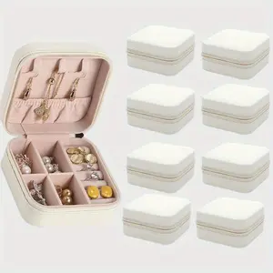 8 piece Leather Travel Jewelry Box Portable Earring Storage Box Travel Jewelry Case for Ring, Earring, Necklaces Beauty & Personal Care