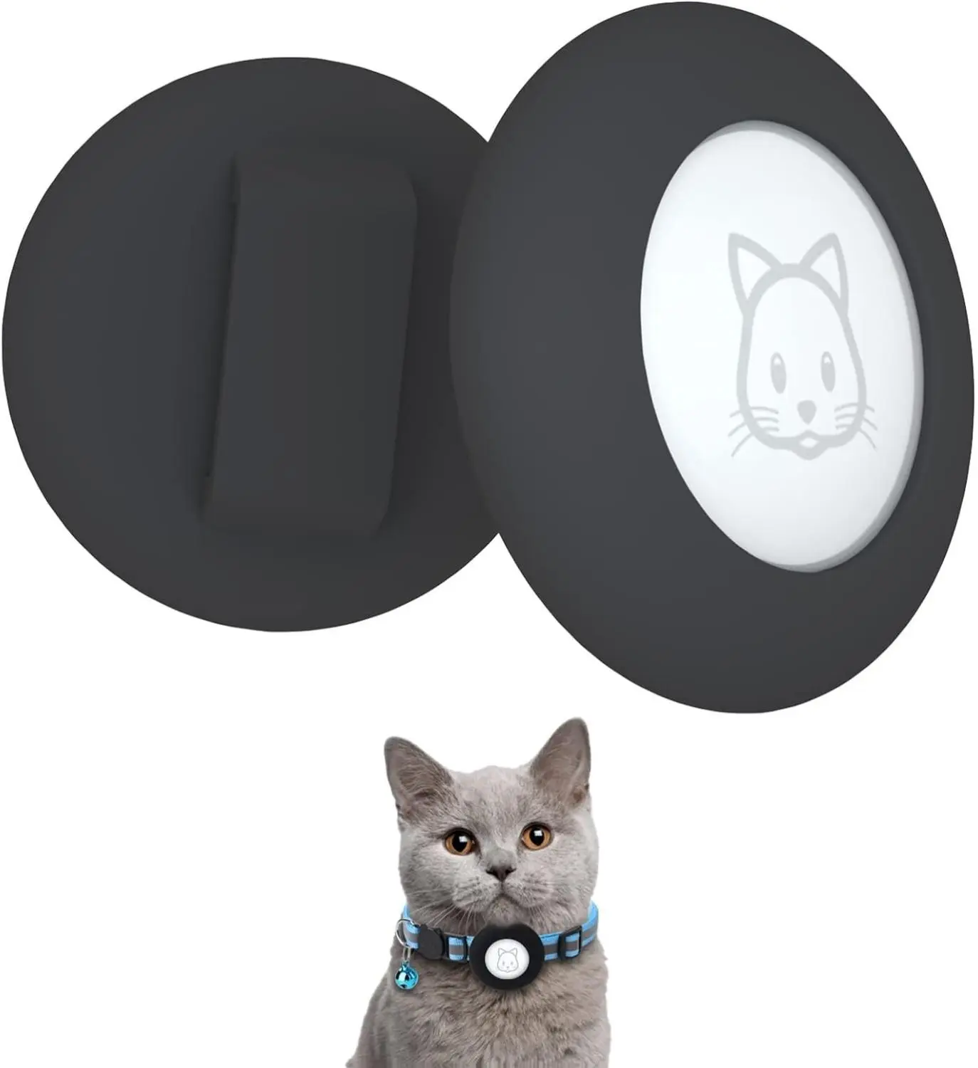 Air-tag Cat Collar Holder, Pet Silicone Protective Case for Air-tag, 2Pack Waterproof Case Cover for Apple Air-tag Cat Dog Pet Collar Within 3/8 inch