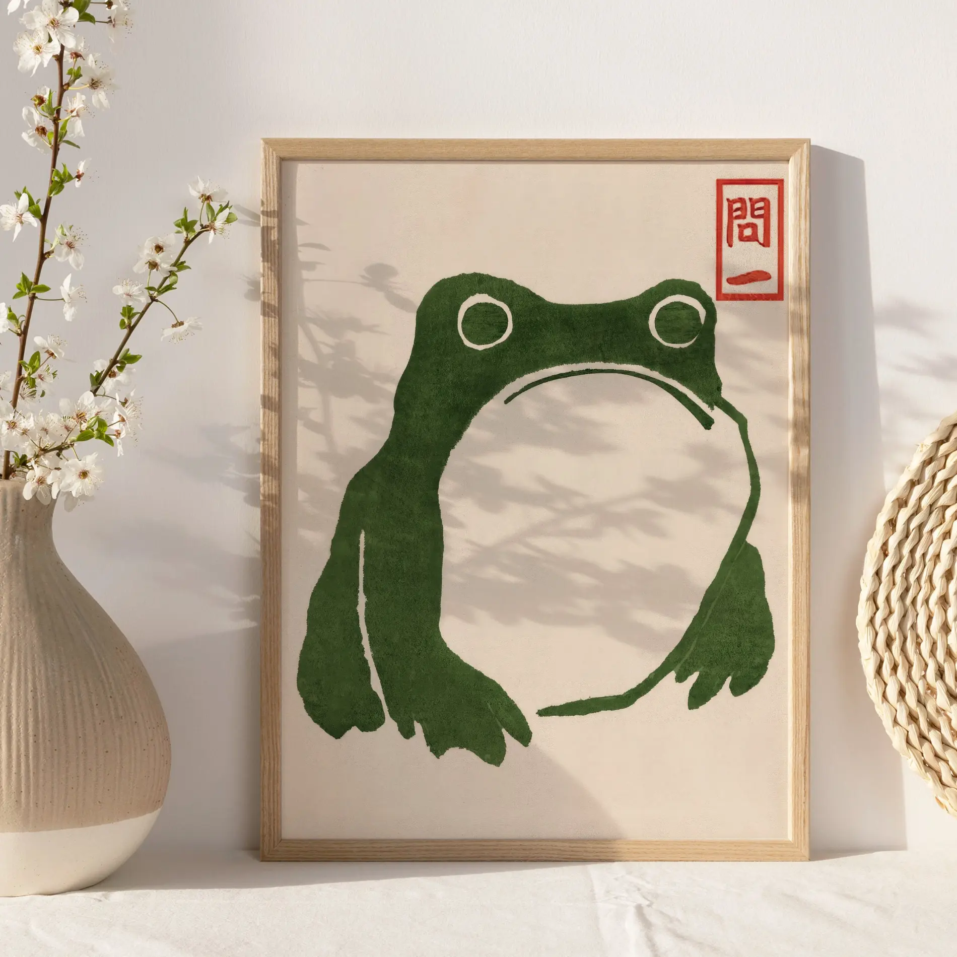 Japanese Matsumoto Hoji Frog Poster, Vintage Woodblock Poster, Ukiyo-e Frog Print Frog Art Print Posters
