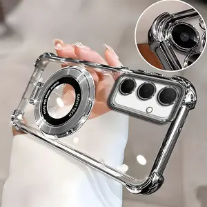 Suitable for [Galaxy A35] high-end phone case🥰, Electroplated Luxury Clear Phone Case with Ring Stand Holder 4-Corner Shockproof Camera Protective Cover 952