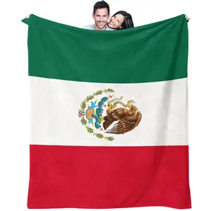 Mexican Flag Pattern Blanket, Soft Warm Lightweight Plush Throw for Boys & Girls, Single-Sided Printed Blanket, Ideal for Home Decor