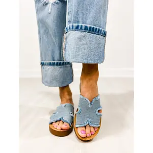Corkys Hold Please Sandals in LIGHT BLUE FRAYED