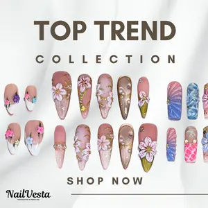 NailVesta TOP TREND COLLECTION – 100% Handcrafted 3D Press-On Nails | Reusable, Long-Lasting, Salon-Quality NailVesta TOP TREND COLLECTION – 100% Handcrafted 3D Press-On Nails | Reusable, Long-Lasting, Salon-Quality