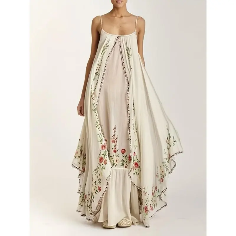 chinese dress ladies Romantic Picnic Maxi Dress - Red and White