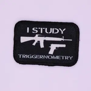 I study triggernometry 2nd amendment airsoft meme 2"x3" morale patch with hook and loop backing