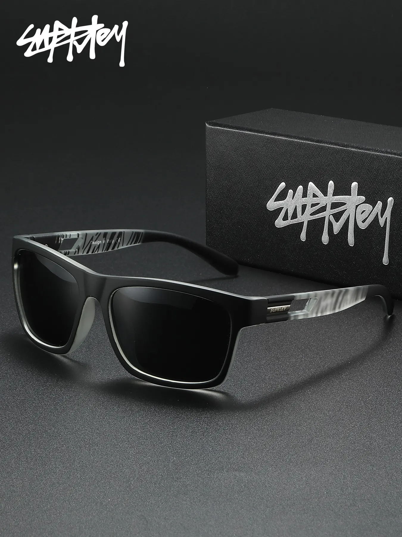 SUPKLEY Temperament, Leisure, Sports Style, Men'S Polarized Sunglasses, Square Frame, Outdoor Hiking, Uv Protection, Sun Protective Sunglasses, Fashion Accessories, Driving And Hiking To Reduce Glare, Modern Frames Sunglasses, Square Framed Sunglasses