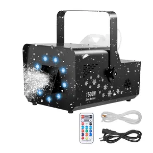 【FathersDayGift】VEVOR 1500W Snow Machine with RGB DMX512 Signal Control, 9 LED Lights, Wireless Remote, High Output Snowflake Machine with 5L Tank, Portable DJ Stage Snow Maker for Christmas Parties Stage Effects