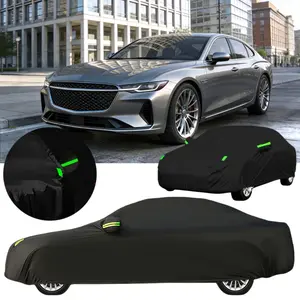 For Chevrolet Chevy PC SA Heavy Duty Full Car Cover with Storage Bag Waterproof Outdoor Snow Dust Sun UV Protection 190T Polyester Exterior Protector Cover Black, with Reflective Strips - Reflection In The Dark