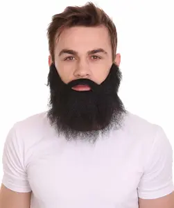 Men's Elastic Beard Set Adult Black Basketball Legend Style, All Mens Products Adult Ideal Cosplay for Halloween, Flame-retardant Synthetic Fiber