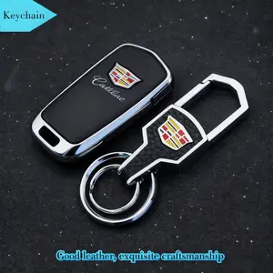 Luxury 3D Metal Cadillac Logo Keychain - Customizable Key Ring Holder, Premium Auto Decoration Accessory, Key Fob