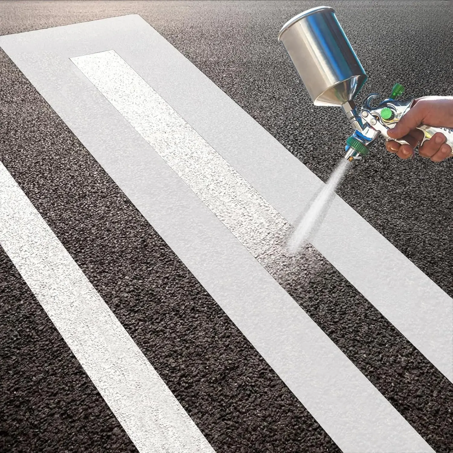 4 x 92 Inch Parking Lot Line Stencil, Foldable Reusable Silicone Template for Painting Straight Striping Paint on Asphalt Concrete Pavement Parking Spaces