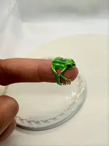 Cute Frog Design Ring, Fashionable Jewelry for Women & Men, Trendy All-match & Exquisite Jewelry for Birthday Gift