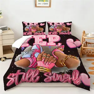 Pink Black Sassy Comforter Set, 2/3 Pcs Comforter with Pillowcases, Pillow Inserts Not Included Soft Bedding Set, All‑Season Cozy Warmth for Teen Girls Bedroom, Dormitory, Feminine Home Decor